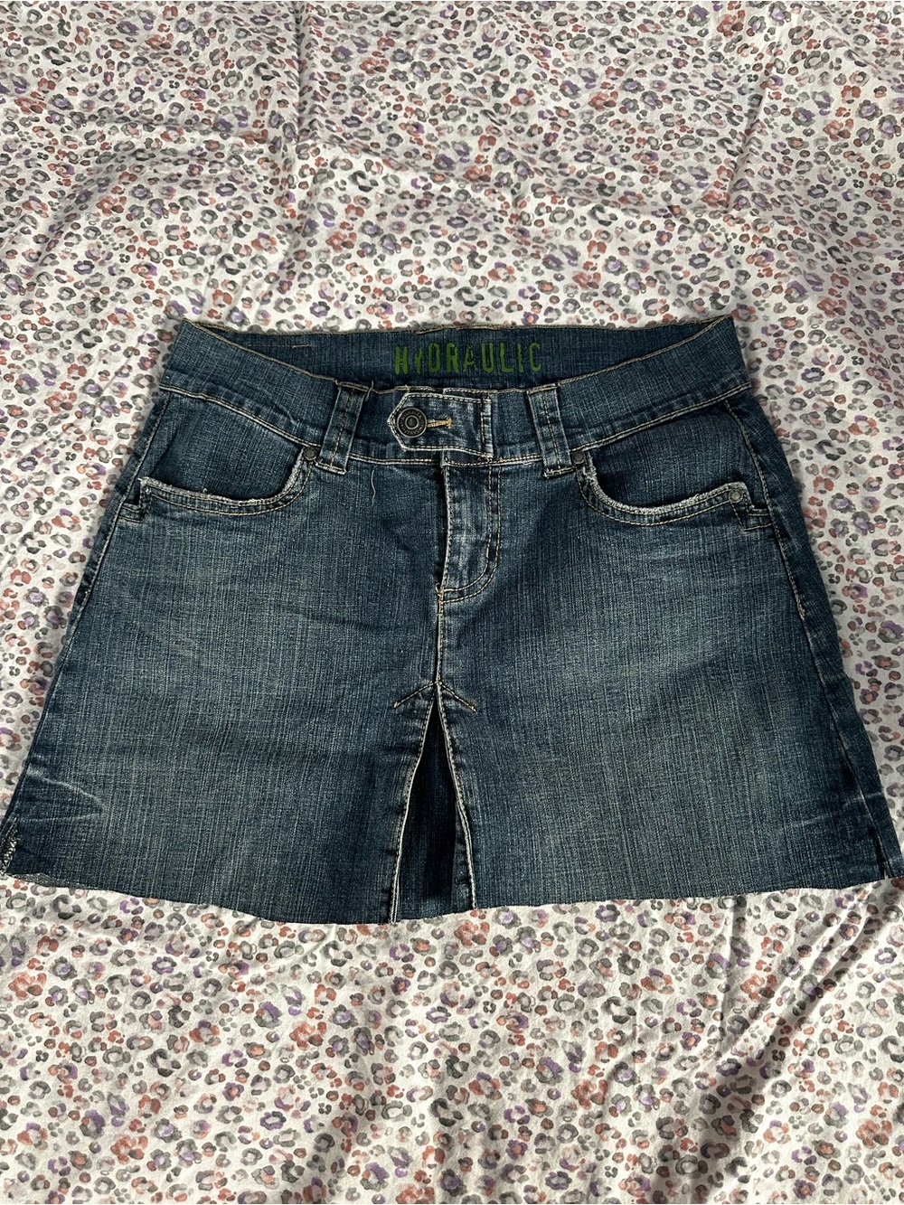 Hydraulic Dark Blue Denim Mini Skirt